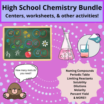 Preview of High School Chemistry Bundle - Molarity, Solubility, Compounds & More!