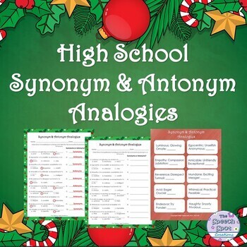 Preview of High School Christmas Synonym & Antonym Analogies Worksheet