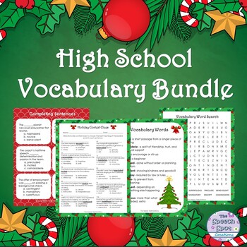 Preview of High School Christmas Vocabulary Worksheets BUNDLE