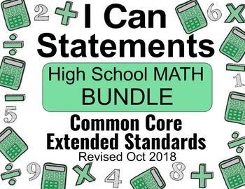 Preview of High School Common Core MATH I Can Statements Posters | BUNDLE