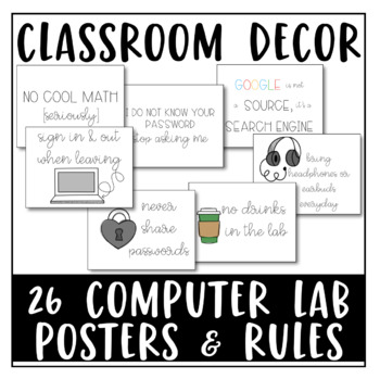 Preview of High School Computer Lab Bundle: Computer Lab Posters & Computer Lab Rules PDF