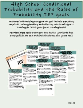 Preview of A2 High School Conditional Probability and the Rules of Probability IEP goals
