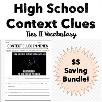 Preview of High School Context Clues Tier II Vocabulary - Memes - Bundle
