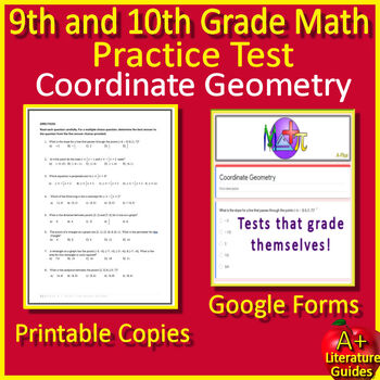 Preview of 9th and 10th Grade NWEA Map Math Practice Test - Coordinate Geometry Test Prep