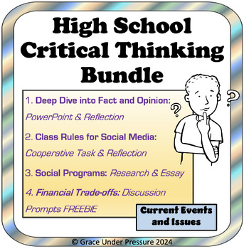 Preview of High School Critical Thinking Bundle: Fact vs Opinion, Social Programs & Media