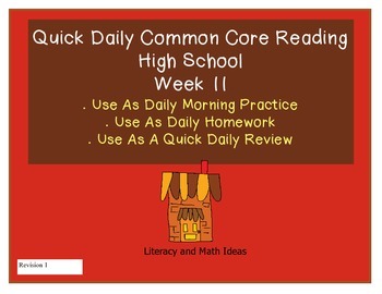 Preview of High School Daily Common Core Reading Practice Week 11 {LMI}A