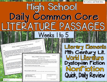 High School Daily Common Core Reading Practice Weeks 1-5 {LMI}A