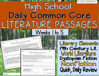 Preview of High School Daily Common Core Reading Practice Weeks 1-5 {LMI}A