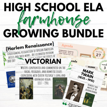 Preview of High School ELA Farmhouse - English Poster BUNDLE