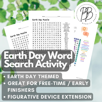 Preview of High School - Earth Day Word Search FREEBIE w/ Key - Figurative Device Extension