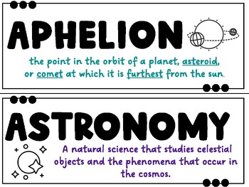 Preview of High School Earth Science Word Wall NC (Astronomy)