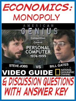 Preview of High School Economics Monopoly Topic Video Guide American Genius Jobs vs Gates