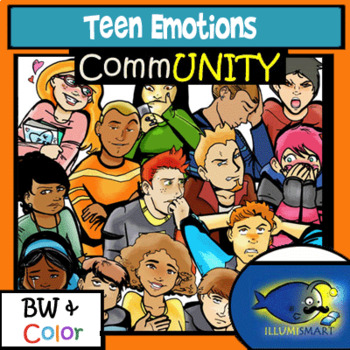 Preview of High School Emotions-Portrait Style-30 Pc. Clip-Art BW/Color!