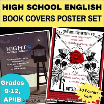 Preview of High School English Book Cover Poster Set AP IB