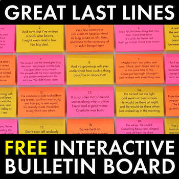 Preview of High School English Bulletin Board, Great Last Lines, FREE & Easy to Build