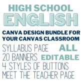 High School English Bundle - Banners, Buttons, Syllabus, &