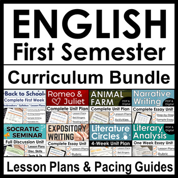 Preview of High School English Curriculum for a Semester with Lesson Plans & 8 Unit Plans