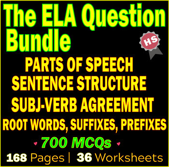 Preview of High School English Grammar. The ELA Question Pack / Bundle. 700 MCQs TEST PREP