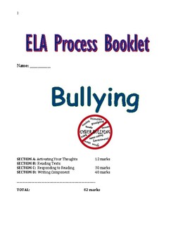Preview of High School English Process Booklet  theme: bullying  MODIFIED