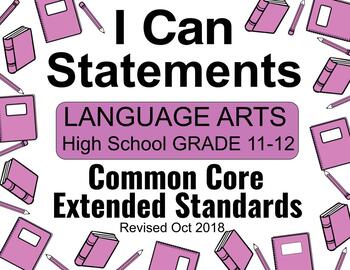Preview of High School English Special Ed I CAN Statements 11th 12th Grade Common Core