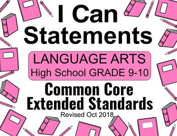 Preview of High School English Special Education I CAN Statements 9th 10th Grade