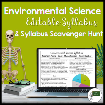 Preview of High School Environmental Science Editable Syllabus Template and Scavenger Hunt