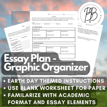 Preview of High School - Essay Plan - Writing Practice, Graphic Organizer, Earth Day