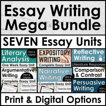 Preview of High School Essay Writing Unit Bundle With Argumentative, Expository, & 5 More!