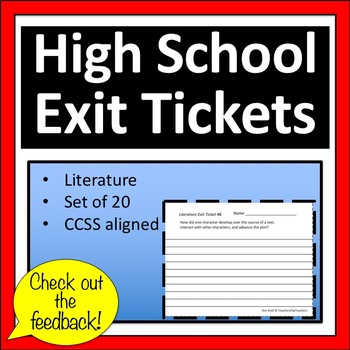 Preview of High School Exit Tickets / Exit Slips      Literature *CCSS Aligned