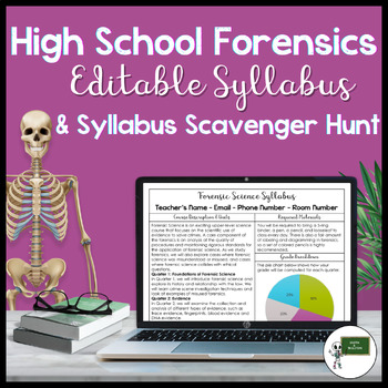 Preview of High School Forensics Editable Syllabus Template and Syllabus Scavenger Hunt
