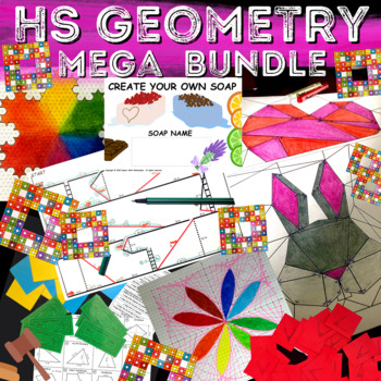 Preview of High School GEOMETRY Activities Bundle Math & Art Projects PBL Games Challenges