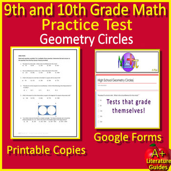 Preview of 9th and 10th Grade NWEA Map Math Practice Test - Geometry Circles - Test Prep
