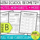 High School Geometry Curriculum Guided Notes - Worksheets 