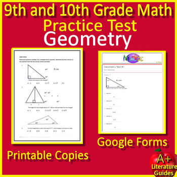 Preview of 9th and 10th Grade NWEA Map Math Practice Test - Geometry - Test Prep