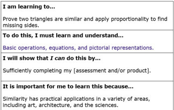 Preview of High School Geometry Student Learning Targets (SLTs)