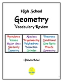 High School Geometry Vocabulary Review Exercises