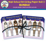 High School Girl & Boy Paper Doll Clip Art BUNDLE