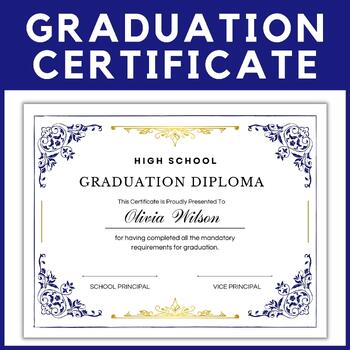 High School Graduation Diploma / Certificate by Mina Printables | TPT