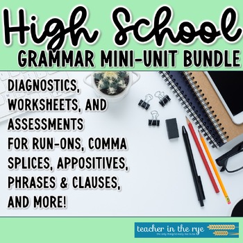 Preview of High School Grammar Mini Unit Bundle Diagnostics Practice Worksheets Assessments