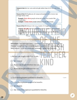 High School Grammar Review Worksheet on Writing Numerals for Google Drive