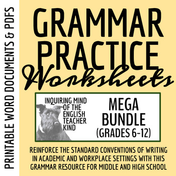 Preview of Grammar Review Worksheets Bundle for High School (Printable)