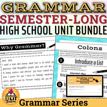 Preview of High School Grammar Semester-long Unit Bundle & Curriculum | Printable & Digital