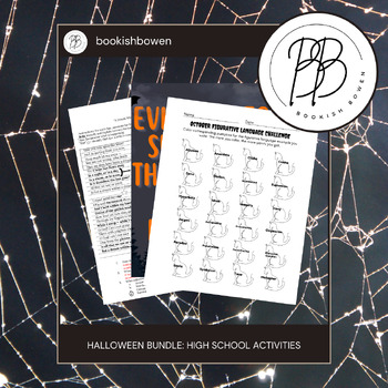 Preview of High School Halloween Activities-Close Read, Evidence, Figurative Device, Tasks
