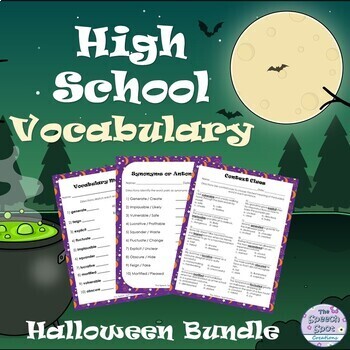 Preview of High School Halloween Vocabulary Worksheets BUNDLE