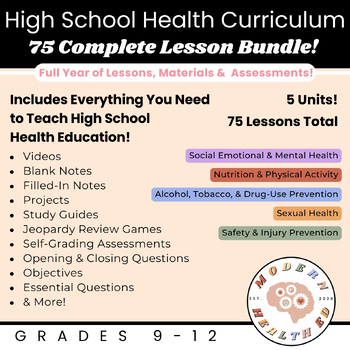 Preview of High School Health Full Curriculum - 75 Complete Lesson Bundle
