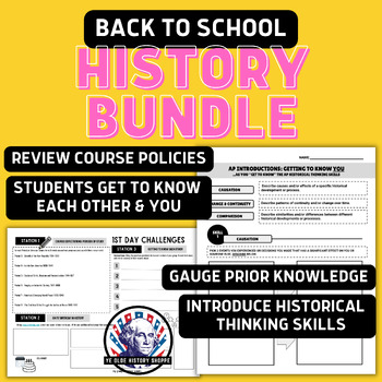 Preview of High School History First Day of School - Back to School Activities Bundle
