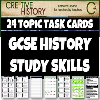 Preview of High School History Study Skills Task Cards