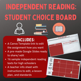 High School Independent Reading: Student Choice Board 