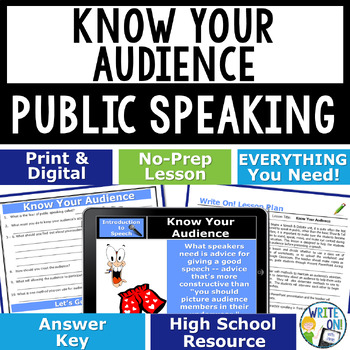 Preview of Public Speaking Introduction, Speech and Debate Lesson - Know Your Audience