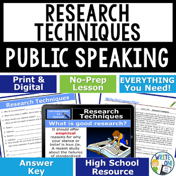 Preview of Public Speaking Introduction, Speech and Debate Lesson - Research Techniques